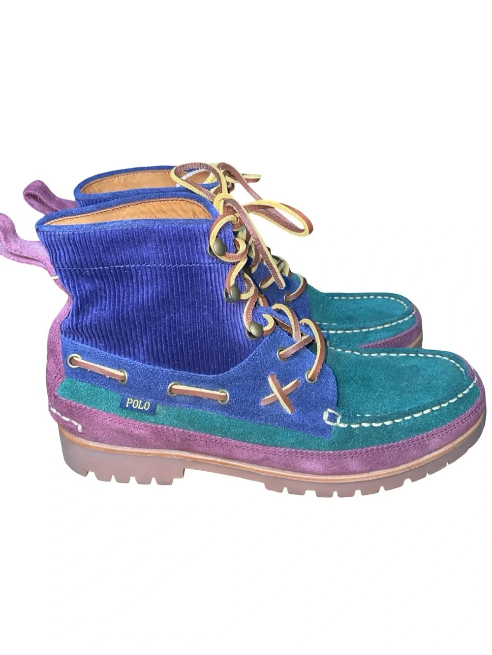 Polo Ralph Lauren Ranger Mid Suede & Corduroy Colorblock Boots heritage fashion